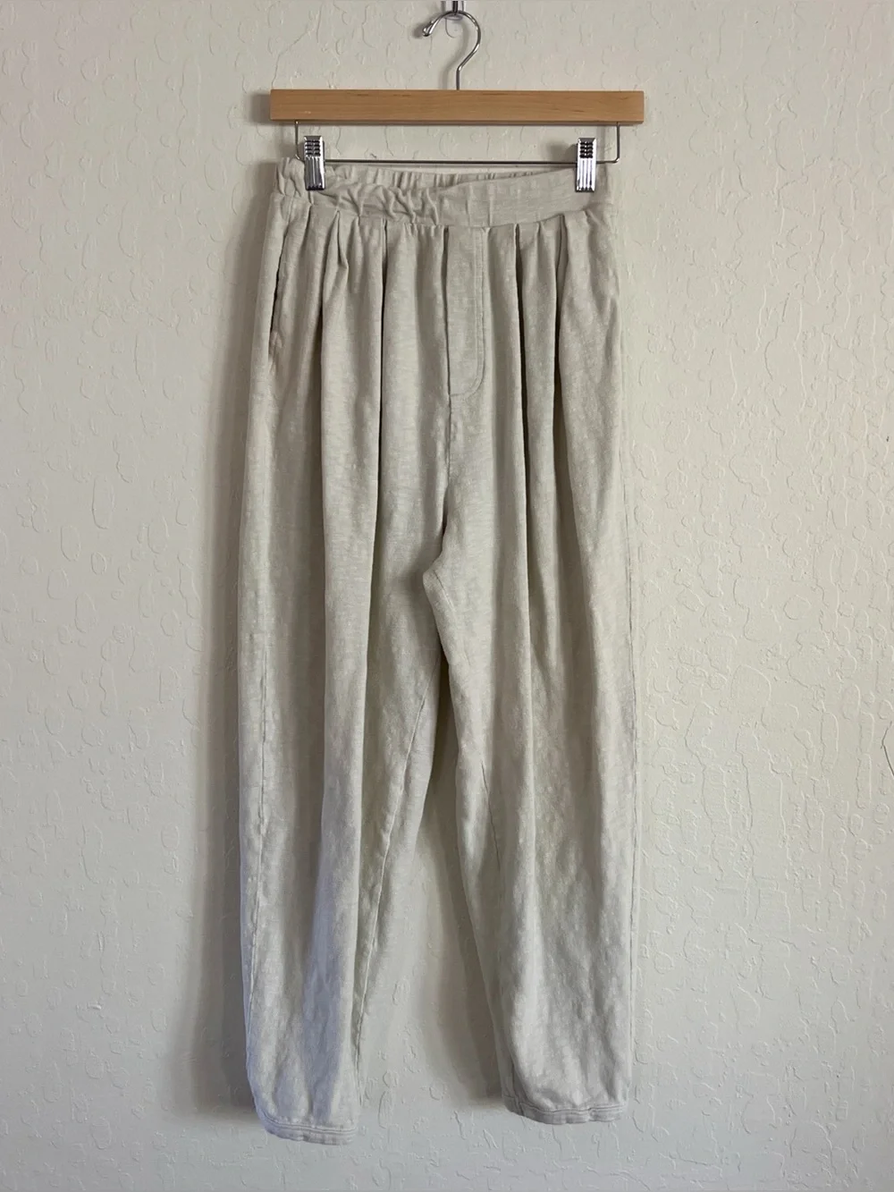 Free People Beach 100% Cotton Culver City Relaxed Fit Sweatpants Medium Cream